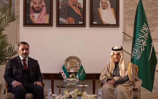 جانب من لقاء وزير الخارجية السوري مع نظيره السعودي