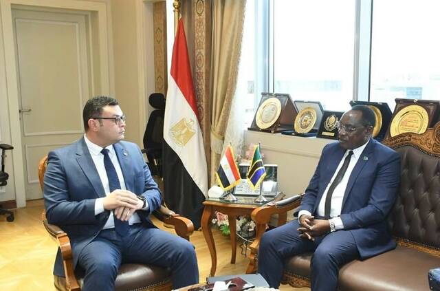 جانب من اللقاء بين الوزير وسفير تنزانيا في مصر