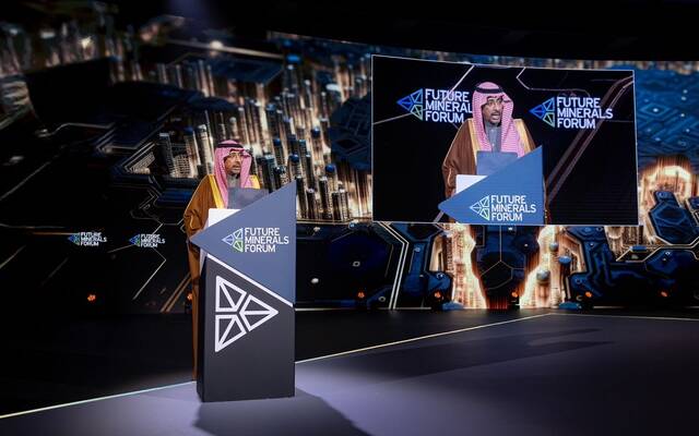 وزير الصناعة والثروة المعدنية بندر الخريّف خلال فعاليات مؤتمر التعدين الدولي بالرياض
