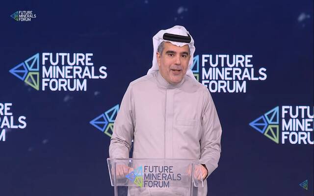 الرئيس التنفيذي للشركة السعودية للحديد والصلب، عبدالقادر المبارك، خلال إعلان توسعات "حديد" ضمن فعاليات مؤتمر التعدين الدولي