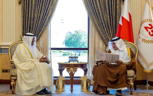 خلال استقبال ولي العهد البحريني لوزير الخارجية الكويتي