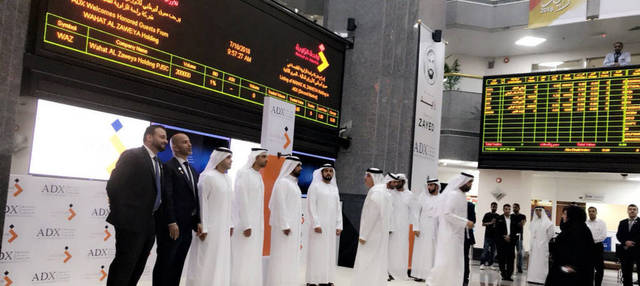 خلال الاحتفال بإدراج سهم واحة الزاوية بسوق أبوظبي المالي