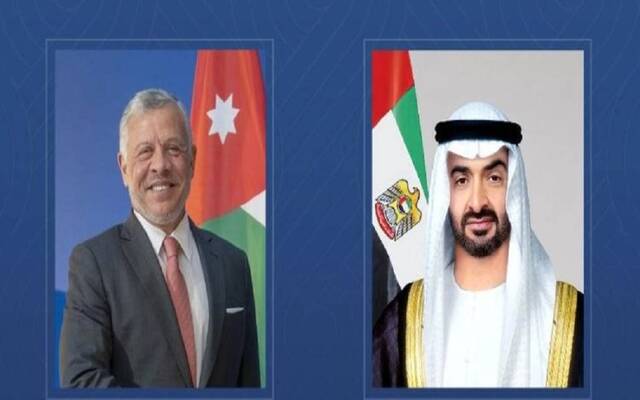 الشيخ محمد بن زايد آل نهيان رئيس الإمارات والملك عبدالله الثاني بن الحسين عاهل المملكة الأردنية الهاشمية